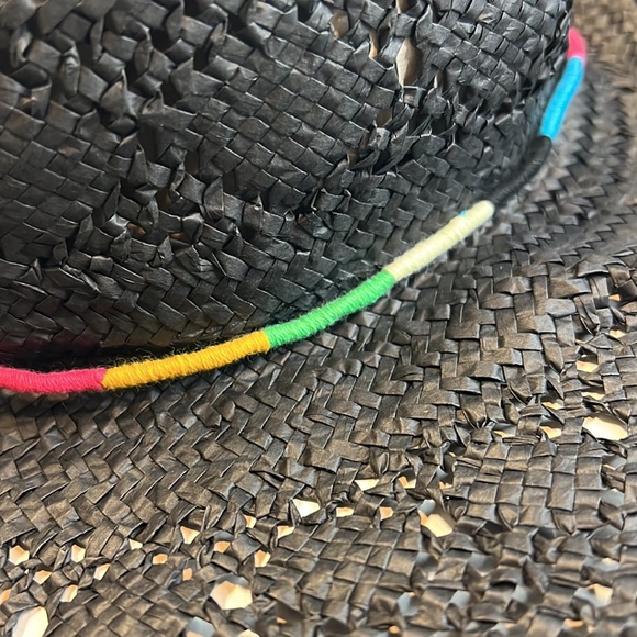San Diego Hat Company Black Straw Hat w/ Rainbow Band, NWT! - Picture 2 of 3